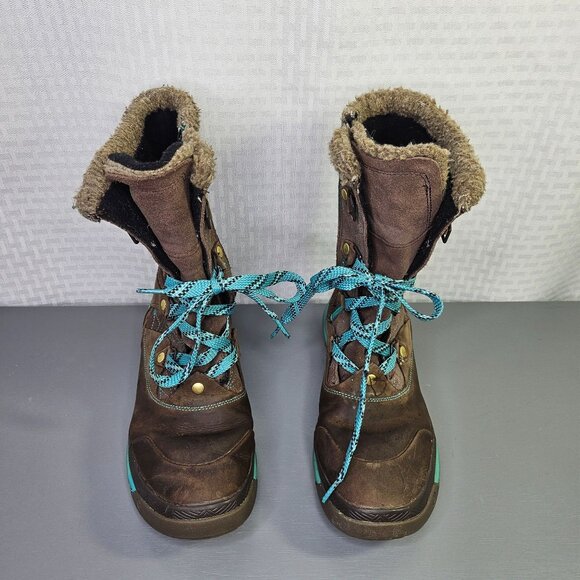 Merrell Womens Waterproof Winter lined Boots Size 8 Brown & Teal - Picture 2 of 11